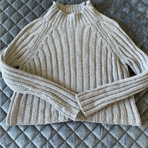 American Eagle Cozy Ribbed Mock Knit Sweater - grey size xs